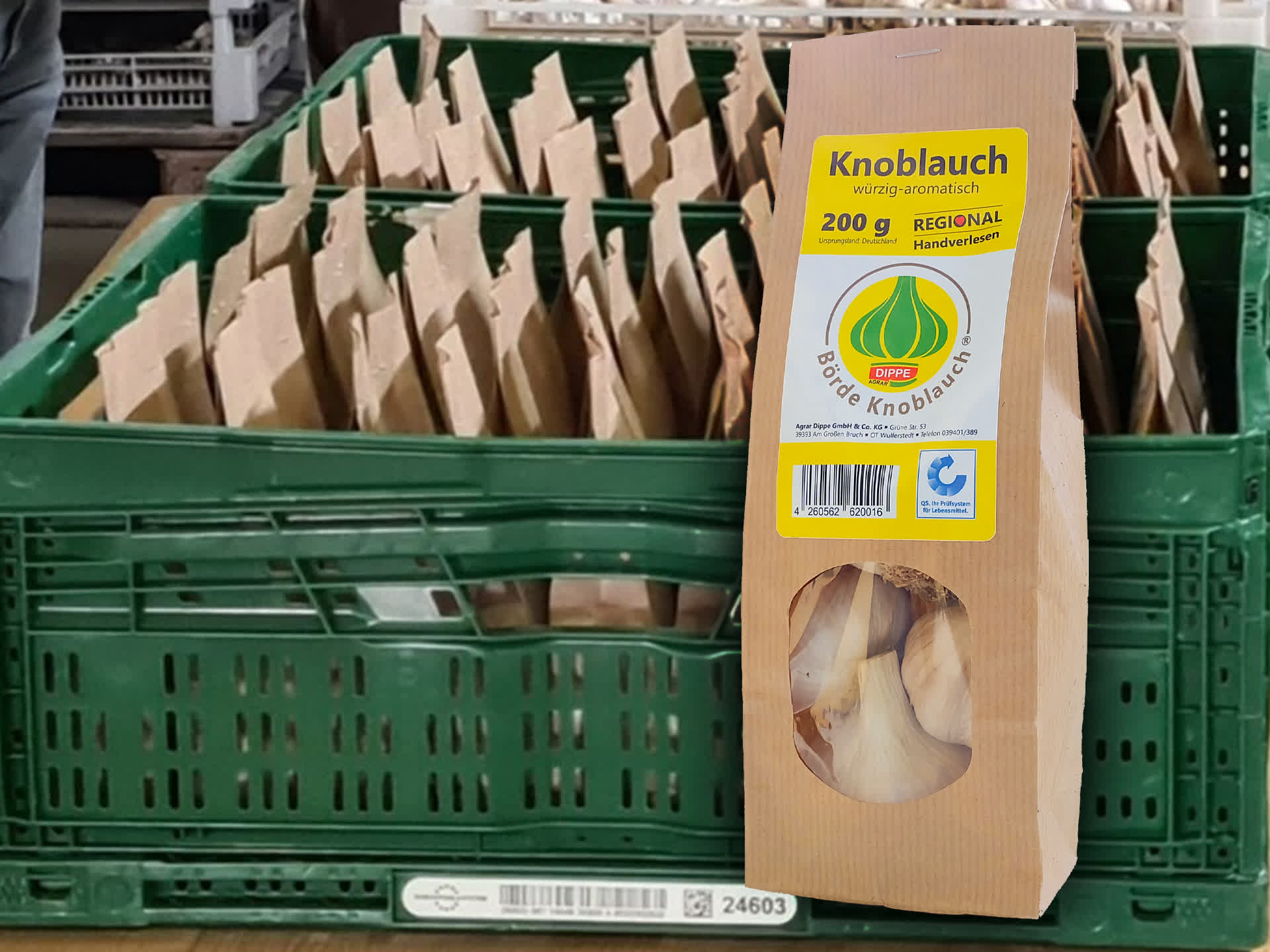 Knoblauch Abpackung